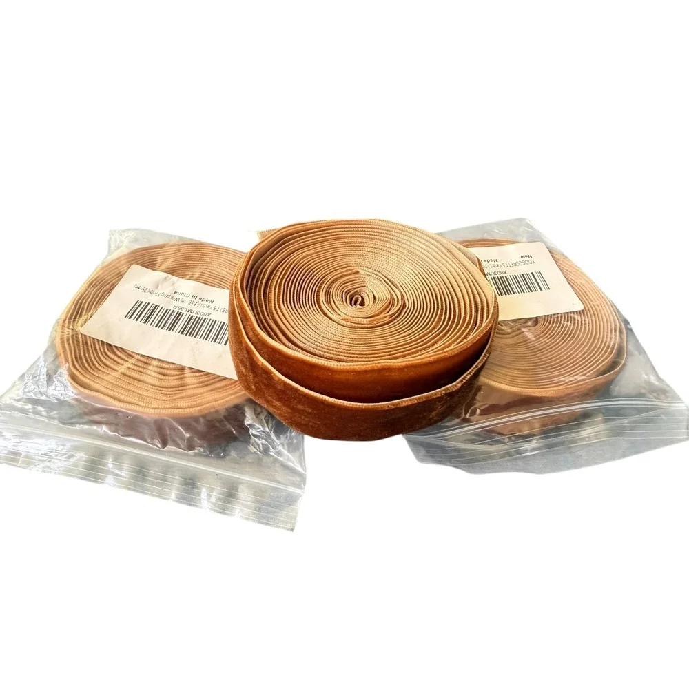 YOOGCORETT Velvet Ribbon 3 Rolls 15 Yards Light Brown New 1 Inch Craft Trim